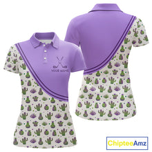Load image into Gallery viewer, Personalized Funny Purple Cactus Pattern Womens Golf Polo Shirts Custom Cactus Golf Shirt, Golfer Gifts  NBT707
