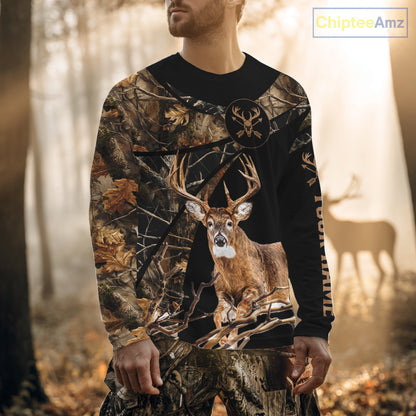 Whitetail Deer Hunting Fall Camo Shirts for Men, Best Gift Ideas for Hunter NBT200