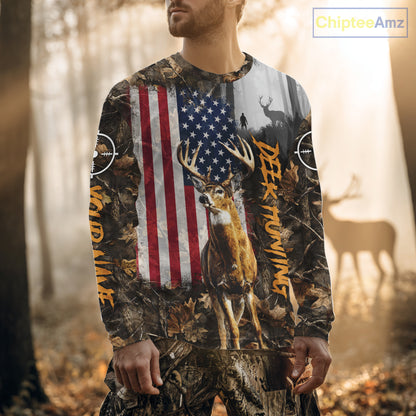 Orange Deer Hunting Camouflage Personalized Hunting Shirt, Hoodie Hunting Shirt For Men NBT308