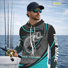 Load image into Gallery viewer, Personalized Bass Hooded Fishing Shirts Long Sleeve Fish Skeleton Custom Fishing Jersey NBT358