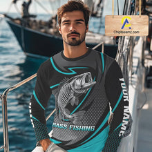 Load image into Gallery viewer, Personalized Bass Fishing Shirts Long Sleeve Fish Skeleton Custom Fishing Jersey NBT358