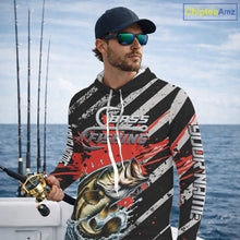 Load image into Gallery viewer, Custom Largemouth Bass Long Sleeve Hooded Tournament Fishing Shirts, Largemouth Fishing Jerseys NBT712