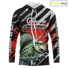 Load image into Gallery viewer, Custom Crappie Long Sleeve Hooded Tournament Fishing Shirts, Crappie Fishing Jerseys NBT713