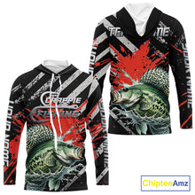 Load image into Gallery viewer, Custom Crappie Long Sleeve Hooded Tournament Fishing Shirts, Crappie Fishing Jerseys NBT713