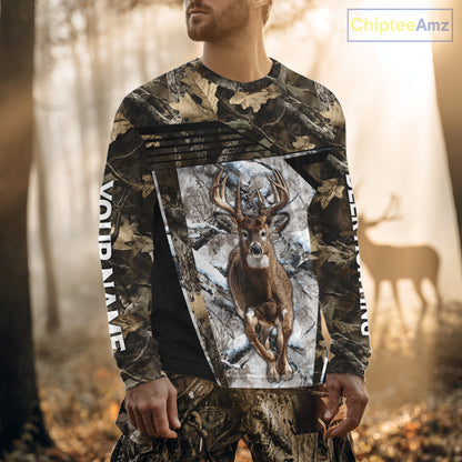 Personalized Whitetail Deer Hunting Camo 3D Print Custom Name Shirts, Hunting Camo Hoodie NBT313