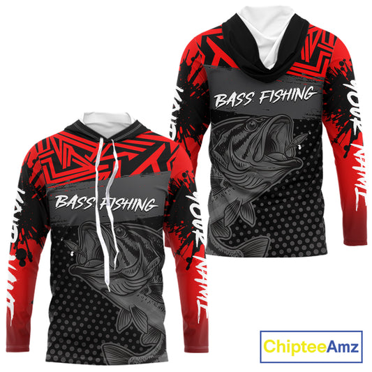 Bass Fishing Shirts Long Sleeve UPF Custom Name Fishing Shirt, Bass Fishing Clothing NBT361