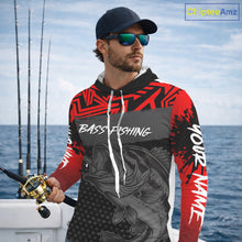 Load image into Gallery viewer, Bass Fishing Shirts Long Sleeve UPF Custom Name Fishing Shirt, Bass Fishing Clothing NBT361