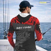 Load image into Gallery viewer, Bass Fishing Shirts Long Sleeve UPF Custom Name Fishing Shirt, Bass Fishing Clothing NBT361