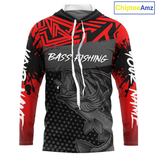 Bass Fishing Shirts Long Sleeve UPF Custom Name Fishing Shirt, Bass Fishing Clothing NBT361