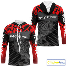 Load image into Gallery viewer, Bass Fishing Shirts Long Sleeve UPF Custom Name Fishing Shirt, Bass Fishing Clothing NBT361