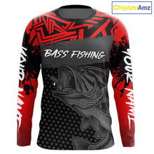 Load image into Gallery viewer, Bass Fishing Shirts Long Sleeve UPF Custom Name Fishing Shirt, Bass Fishing Clothing NBT361