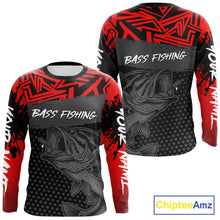 Load image into Gallery viewer, Bass Fishing Shirts Long Sleeve UPF Custom Name Fishing Shirt, Bass Fishing Clothing NBT361