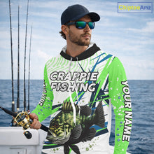 Load image into Gallery viewer, Custom Crappie Long Sleeve Fishing Shirts Green Custom Name, Tournament Fishing Shirts NBT364