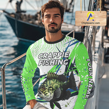 Load image into Gallery viewer, Custom Crappie Long Sleeve Fishing Shirts Green Custom Name, Tournament Fishing Shirts NBT364