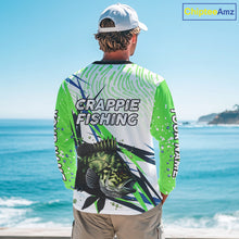 Load image into Gallery viewer, Custom Crappie Long Sleeve Fishing Shirts Green Custom Name, Tournament Fishing Shirts NBT364