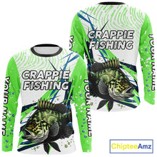 Load image into Gallery viewer, Custom Crappie Long Sleeve Fishing Shirts Green Custom Name, Tournament Fishing Shirts NBT364