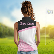 Load image into Gallery viewer, Leopard Womens Sleeveless Golf Polo Shirt Custom Pink Leopard Pattern Team Golf Tops, Golf Gifts NBT588