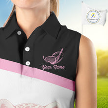 Load image into Gallery viewer, Leopard Womens Sleeveless Golf Polo Shirt Custom Pink Leopard Pattern Team Golf Tops, Golf Gifts NBT588