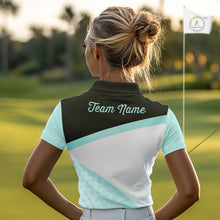 Load image into Gallery viewer, Leopard Womens Golf Polo Shirt Custom Teal Leopard Pattern Team Golf Tops, Golf Gifts NBT590