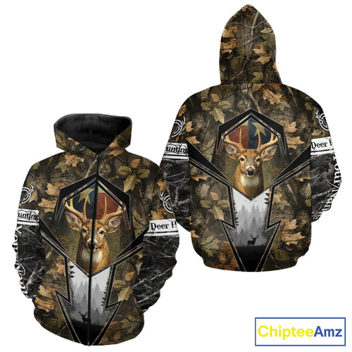 Deer Hunting Camouflage TX Flag Custom Name All Over Print Shirts, Personalized Hunting Clothes NBT110