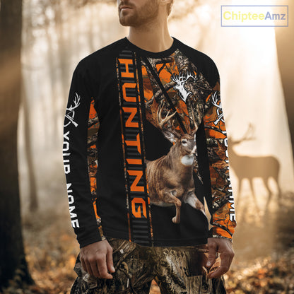 Personalized Whitetail Deer Hunting Orange Camo 3D All Over Printed Hoodie Hunting Shirt NBT316