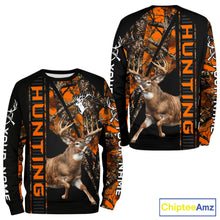 Load image into Gallery viewer, Personalized Whitetail Deer Hunting Orange Camo 3D All Over Printed Hoodie Hunting Shirt NBT316