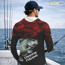 Load image into Gallery viewer, Personalized Crappie Hooded Fishing Shirts Red Camo Custom Name, Crappie Fishing Shirts NBT465