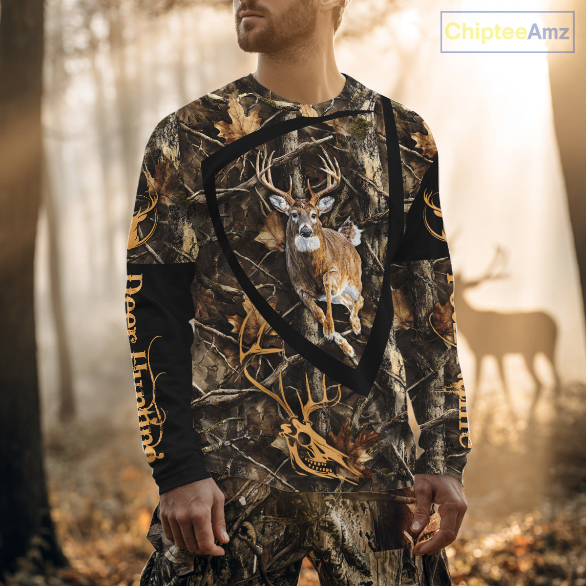 Personalized Whitetail Deer Hunting Brown Camouflage 3D All Over Printed Shirt NBT277