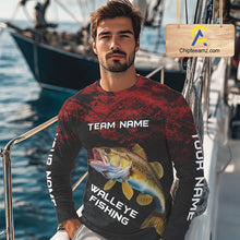 Load image into Gallery viewer, Personalized Walleye Long Sleeve Fishing Shirts Red Camo Custom Name Walleye Fishing Shirts NBT371