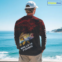Load image into Gallery viewer, Personalized Walleye Long Sleeve Fishing Shirts Red Camo Custom Name Walleye Fishing Shirts NBT371