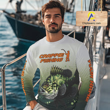 Load image into Gallery viewer, Crappie Fishing Shirts Long Sleeve Custom Fishing Jerseys Green Camo, Fishing Shirts For Men NBT372