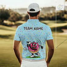 Load image into Gallery viewer, Funny Pink Donut Golf Polo Shirts For Mens, Golf Polo Shirts Custom Donut Pattern, Funny Golf Shirts NBT607