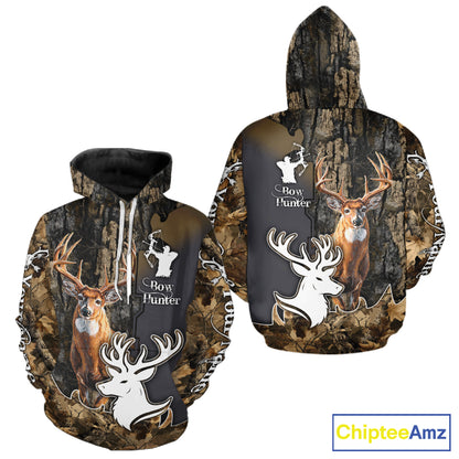 Personalized Deer Hunting 3D All Over Printed Hoodie Brown Leaves Camo, Hunting accessories NBT318