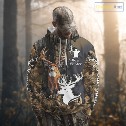 Personalized Deer Hunting 3D All Over Printed Hoodie Brown Leaves Camo, Hunting accessories NBT318