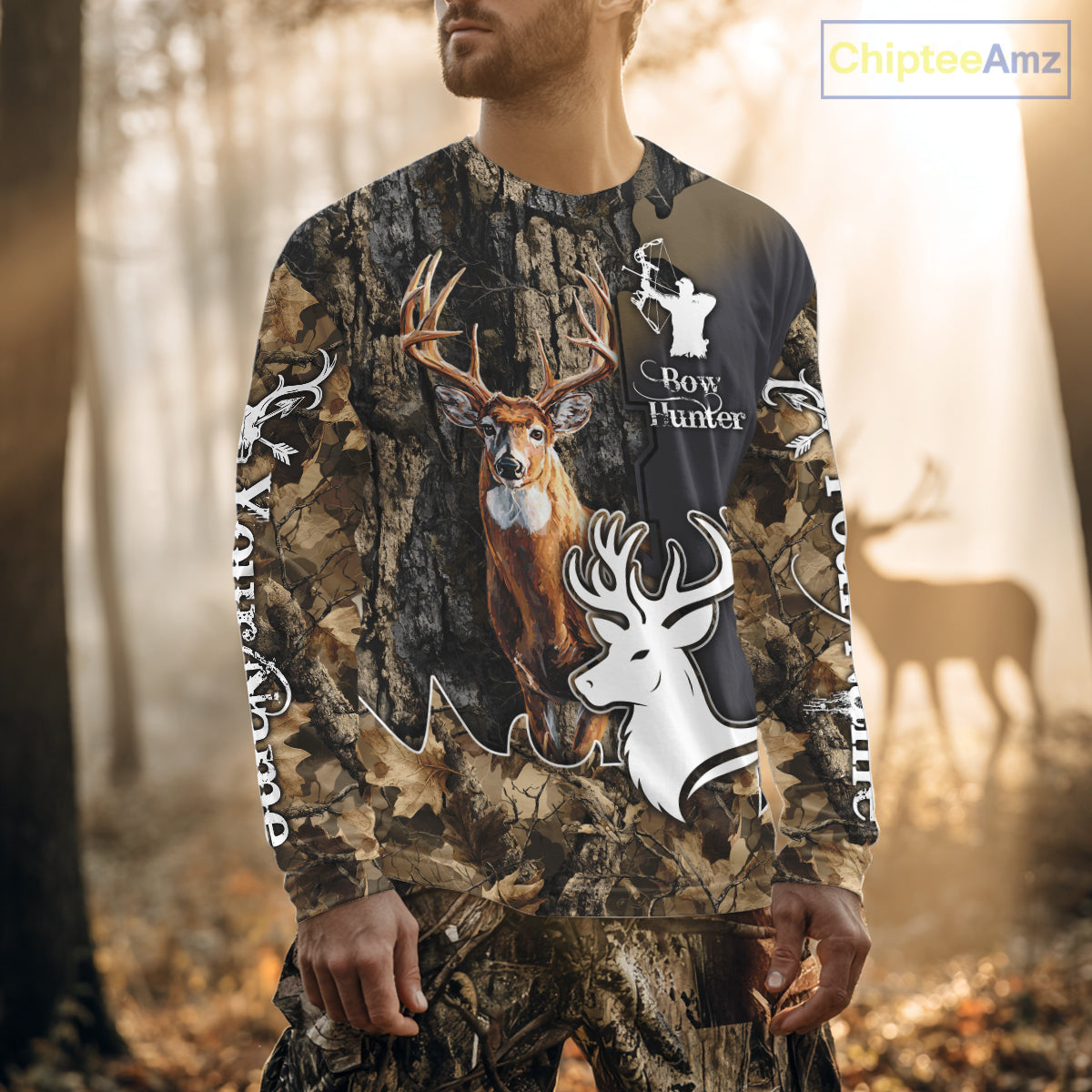 Personalized Deer Hunting 3D All Over Printed Hoodie Brown Leaves Camo, Hunting accessories NBT318