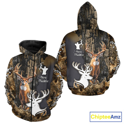 Personalized Deer Hunting 3D All Over Printed Hoodie Brown Leaves Camo, Hunting accessories NBT318