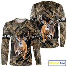 Load image into Gallery viewer, Personalized Whitetail Deer Hunting Custom Name Camo Shirt, Hunting Hoodie Sweatshirt for Men NBT320