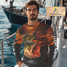 Load image into Gallery viewer, Personalized Big Bass Fishing Jerseys Orange Camo, Bass Fishing Shirts Long Sleeve NBT416