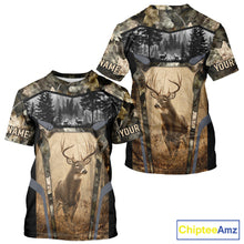Load image into Gallery viewer, Personalized Whitetail Deer Hunting Forest Camo 3D Printed Shirts, Deer Hunting Camouflage Shirt NBT221
