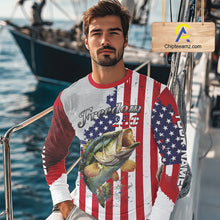 Load image into Gallery viewer, Freedom 250 Bass Fishing Shirts Long Sleeve American Flag Fishing, Custom Bass Shirts With US Flag NBT374