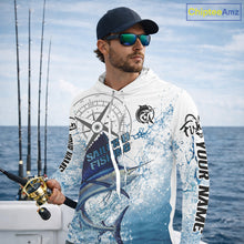 Load image into Gallery viewer, Custom Sailfish Long Sleeve Hooded Fishing Shirts Saltwater Fish, Compass Offshore Tournament Fishing Shirts NBT375