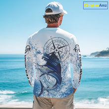 Load image into Gallery viewer, Custom Sailfish Long Sleeve Fishing Shirts Saltwater Fish, Compass Offshore Tournament Fishing Shirts NBT375