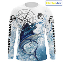 Load image into Gallery viewer, Custom Sailfish Long Sleeve Fishing Shirts Saltwater Fish, Compass Offshore Tournament Fishing Shirts NBT375