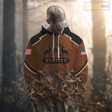 Load image into Gallery viewer, Brown Camo Deer Hunting Shirts with American Flag for Men, Hunting Gift Ideas for Hunters NBT223