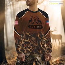 Load image into Gallery viewer, Brown Camo Deer Hunting Shirts with American Flag for Men, Hunting Gift Ideas for Hunters NBT223