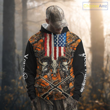 Load image into Gallery viewer, Custom Orange Camo US Flag Rifle Personalized Hunting Shirts, Deer Hunting Clothes NBT282
