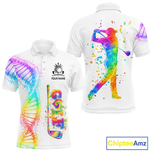 Custom Rainbow Color Golf Lover Women's Polo Shirt, It's in my DNA Shirt, Golf Gifts NBT483