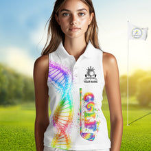 Load image into Gallery viewer, Custom Tie Dye Color Golf Lover Womens Sleeveless Polo Shirt, It's in my DNA Shirt, Golf Gifts NBT483