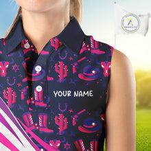 Load image into Gallery viewer, Womens Funny Cowgirl Sleeveless Golf Polo Shirts Golf Outfits, Personalized Golf Gifts NBT484