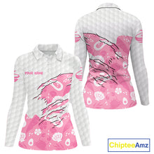 Load image into Gallery viewer, Custom Pink Summer Pattern Womens Golf Polo Shirts Summer Golf Shirt For Vacation, Golf Team Shirt NBT733